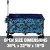 Open size dimensions: 36 inches long, 22 inches wide, and a 15-inch depth.