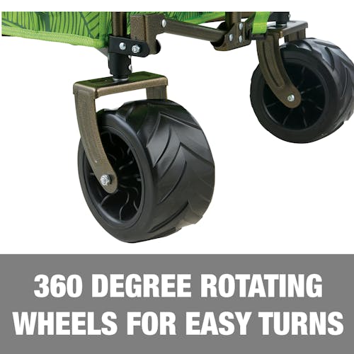 360-degree rotating wheels for easy turns.
