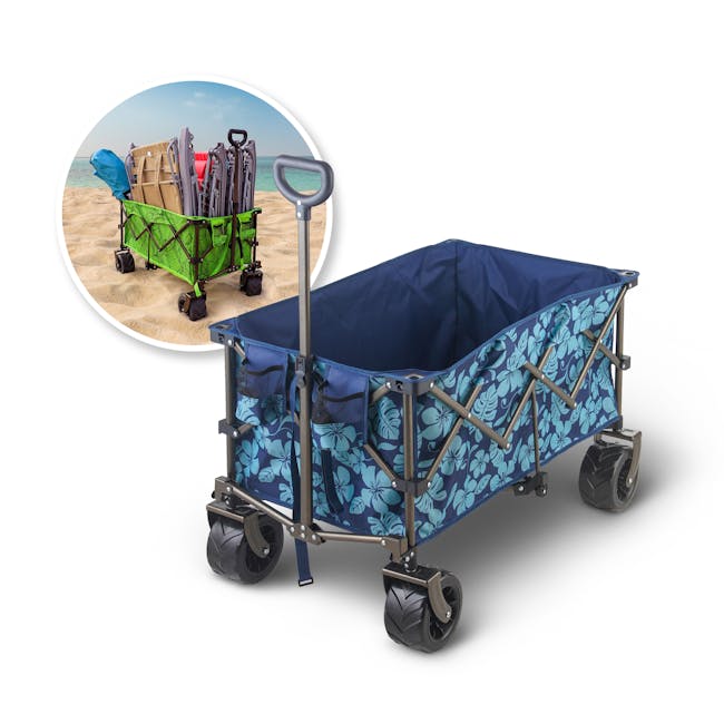 Bliss Hammocks Collapsible Beach Wagon wth inset image of wagon in use