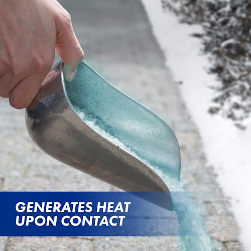 Generates heat upon contact.
