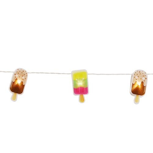 Close-up of the popsicle themed string lights.