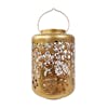 Bliss Outdoors 12-inch Solar LED Gold Lantern with Tropical Flower Design.