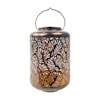 Bliss Outdoors 12-inch Solar LED Bronze Lantern with Banana Leaf Design.