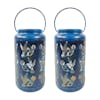 Bliss Outdoors Set of 2 9-inch Solar LED Blue Lanterns with Humming Bird Design.