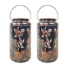 Bliss Outdoors Set of 2 9-inch Solar LED Bronze Lanterns with Humming Bird Design.