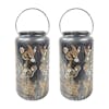 Bliss Outdoors Set of 2 9-inch Solar LED Silver Lanterns with Humming Bird Design.