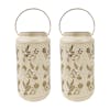 Bliss Outdoors Set of 2 9-inch Solar LED Antique White Lanterns with Humming Bird Design.