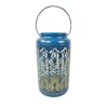 9-inch solar LED blue lantern with phoenix feather design.