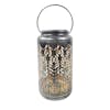 9-inch solar LED silver lantern with phoenix feather design.