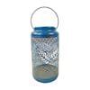 9-inch solar LED blue lantern with berry leaf design.