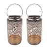 Bliss Outdoors Set of 2 9-inch Solar LED Bronze Lanterns with Berry Leaf Design.