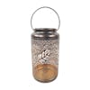 9-inch solar LED bronze lantern with berry leaf design.