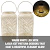 Warm white LED with laser cut pattern designs that cast a beautiful elegant glow.