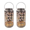 Bliss Outdoors Set of 2 9-inch Solar LED Bronze Lanterns with Rose Design.