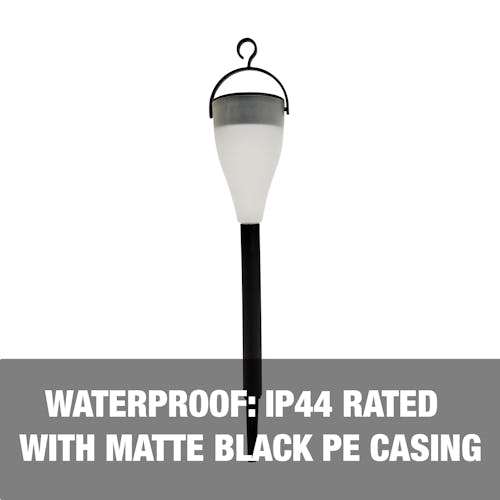 Waterproof with matte black PE casing.