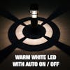 Warm white LED with auto on and off.