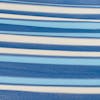 Close-up of the fabric and pattern, showing the blue, light blue, and white stripes.
