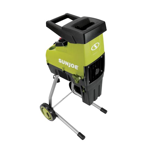 Top-angled view of the Sun Joe 15-amp Silent Electric Wood Chipper and Shredder.