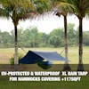 UV-protected and waterproof XL rain tarp for hammocks covering 117 square feet.