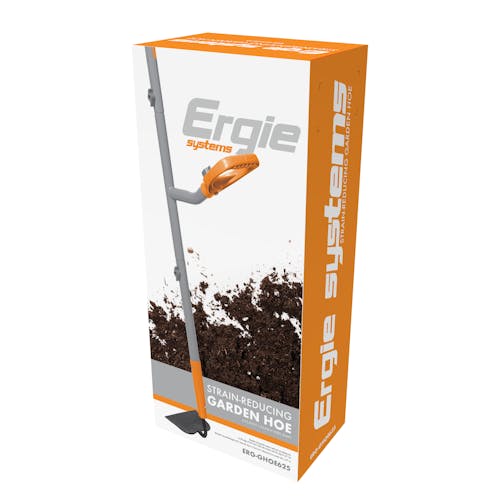 Packaging for the ErgieSystems 54-inch Shank Pattern Garden Hoe with 6.25-inch blade.