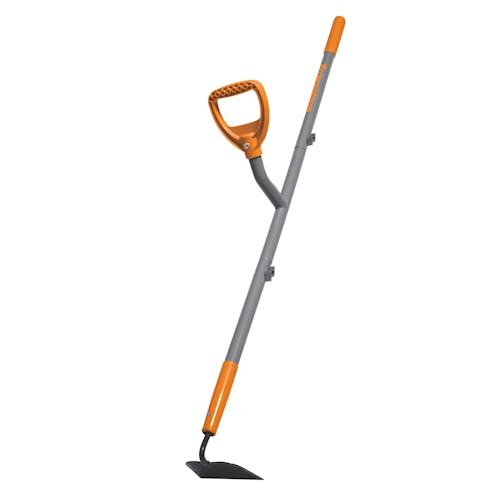 Angled view of the ErgieSystems 54-inch Shank Pattern Garden Hoe with 6.25-inch blade.