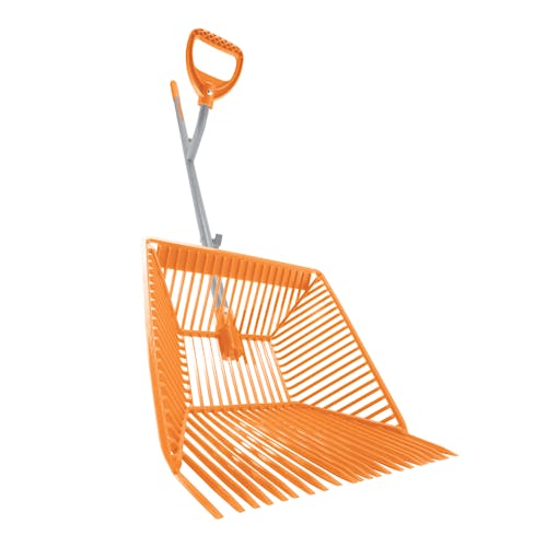 ErgieSystems 54-inch Steel Shaft Muck Scoop with Auto Sifting Fork Basket with 22 tines.