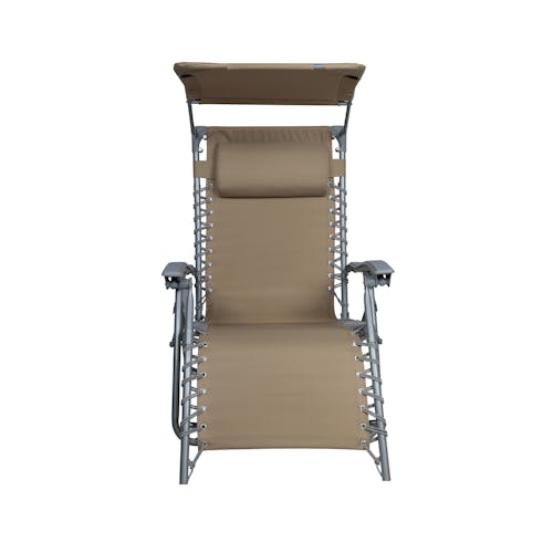 Front view of the taupe color Beach Recliner.