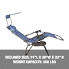 Reclined size: 71 inches long, 30 inches wide, 33 inches high, with a weight capacity of 300 pounds.