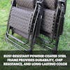 rust resistant frame of Bliss Hammocks zero gravity chair