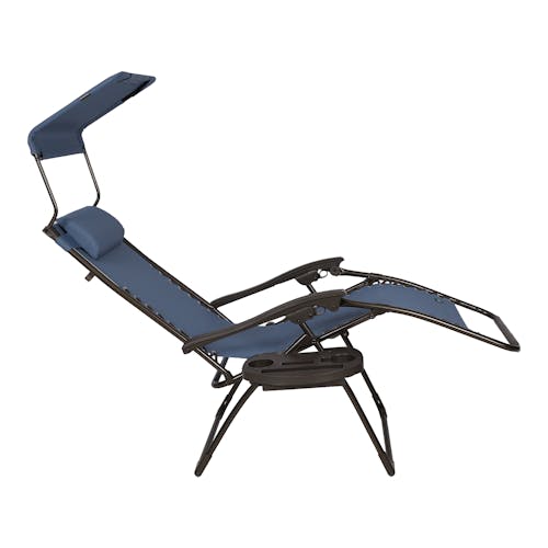 Side view of the 26-inch Denim Blue Zero Gravity Chair.