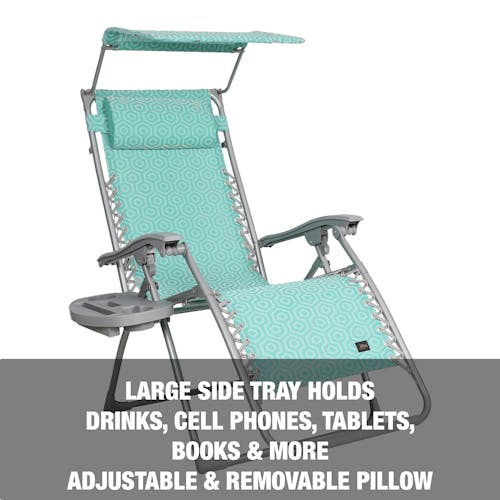 side tray of bliss hammocks zero gravity hair holds drinks, books, phones, and more
