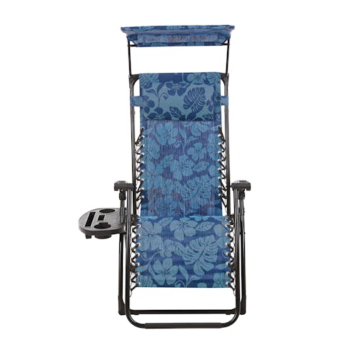 Front view of the 26-inch Blue Flowers Zero Gravity Chair.