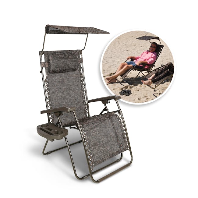 Bliss Hammocks Zero Gravity Chair with Canopy and inset image of product in use
