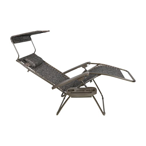 Side view of a reclined 26-inch Brown Jacquard Zero Gravity Chair.