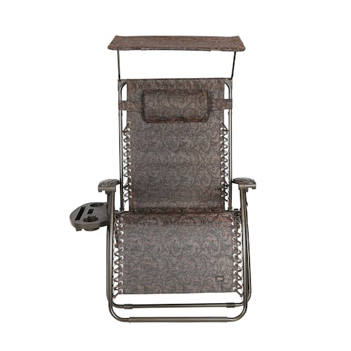 Front view of the 33-inch XL brown jacquard zero gravity chair.