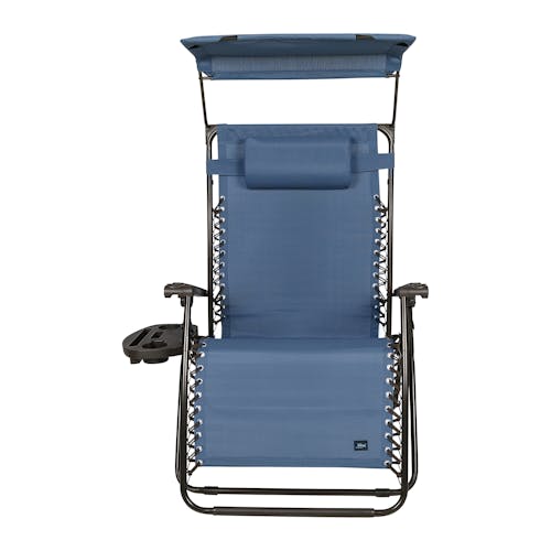 Front view of the 33-inch Denim Blue Zero Gravity Chair.