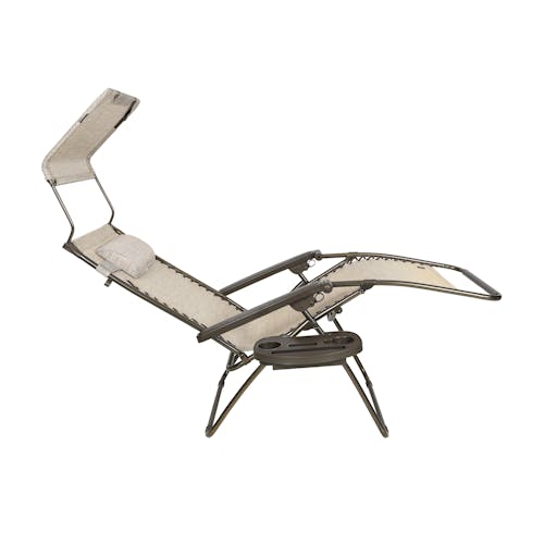 Side view of a reclined 30-inch wide gravity free chair.