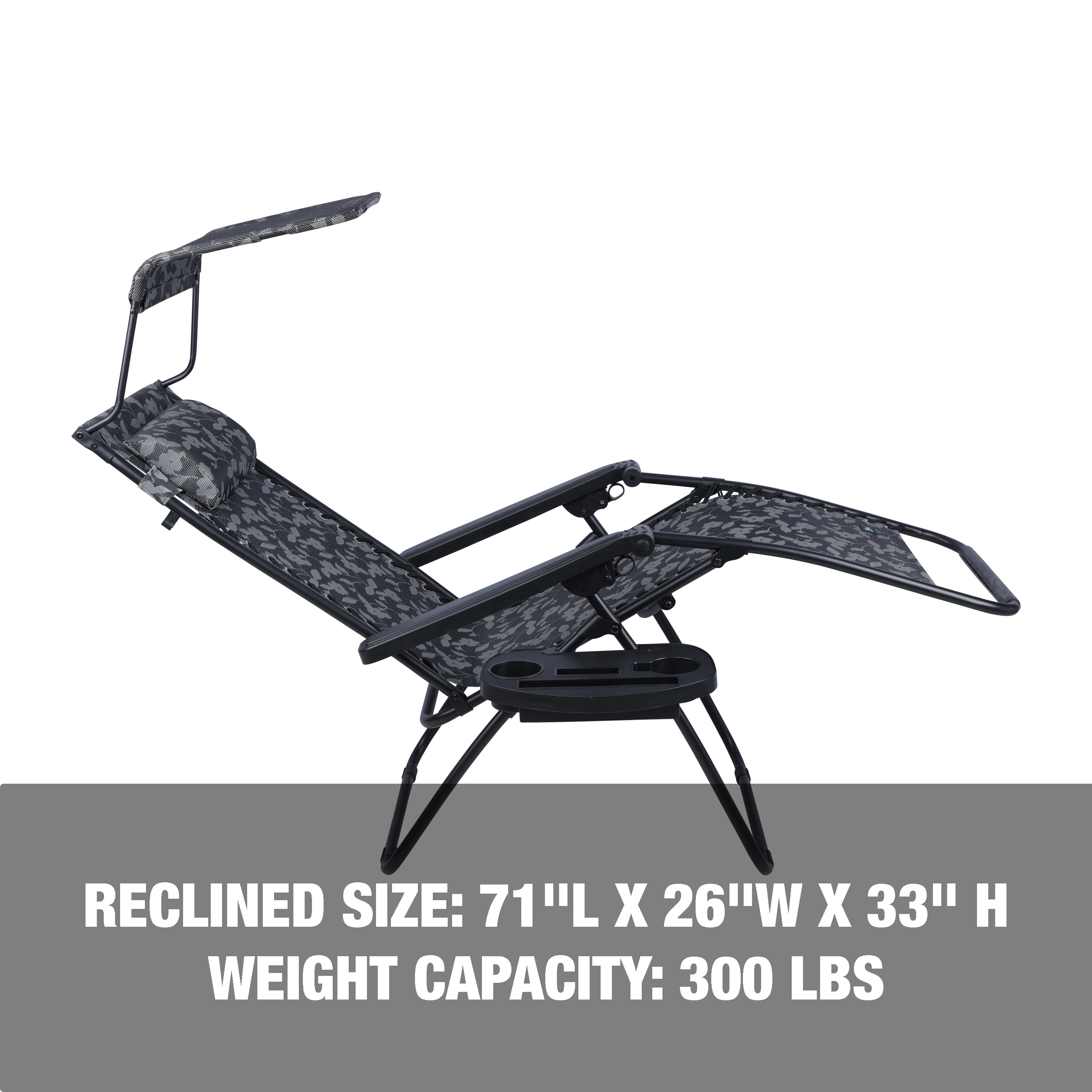 Bliss Hammocks Wide Zero Gravity Chair w/ Adjustable Canopy