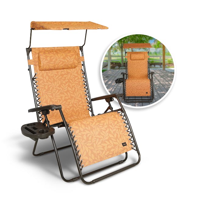 Bliss Hammocks Zero Gravity Chair with canopy with inest image of product in use