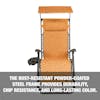 The rust-resistant powder coated steel frame provides durability, chip resistance, and long-lasting color.