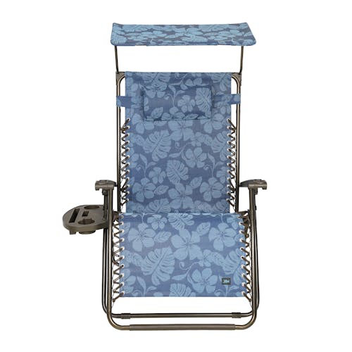 Front view of the 33-inch Blue Flower Zero Gravity Chair.