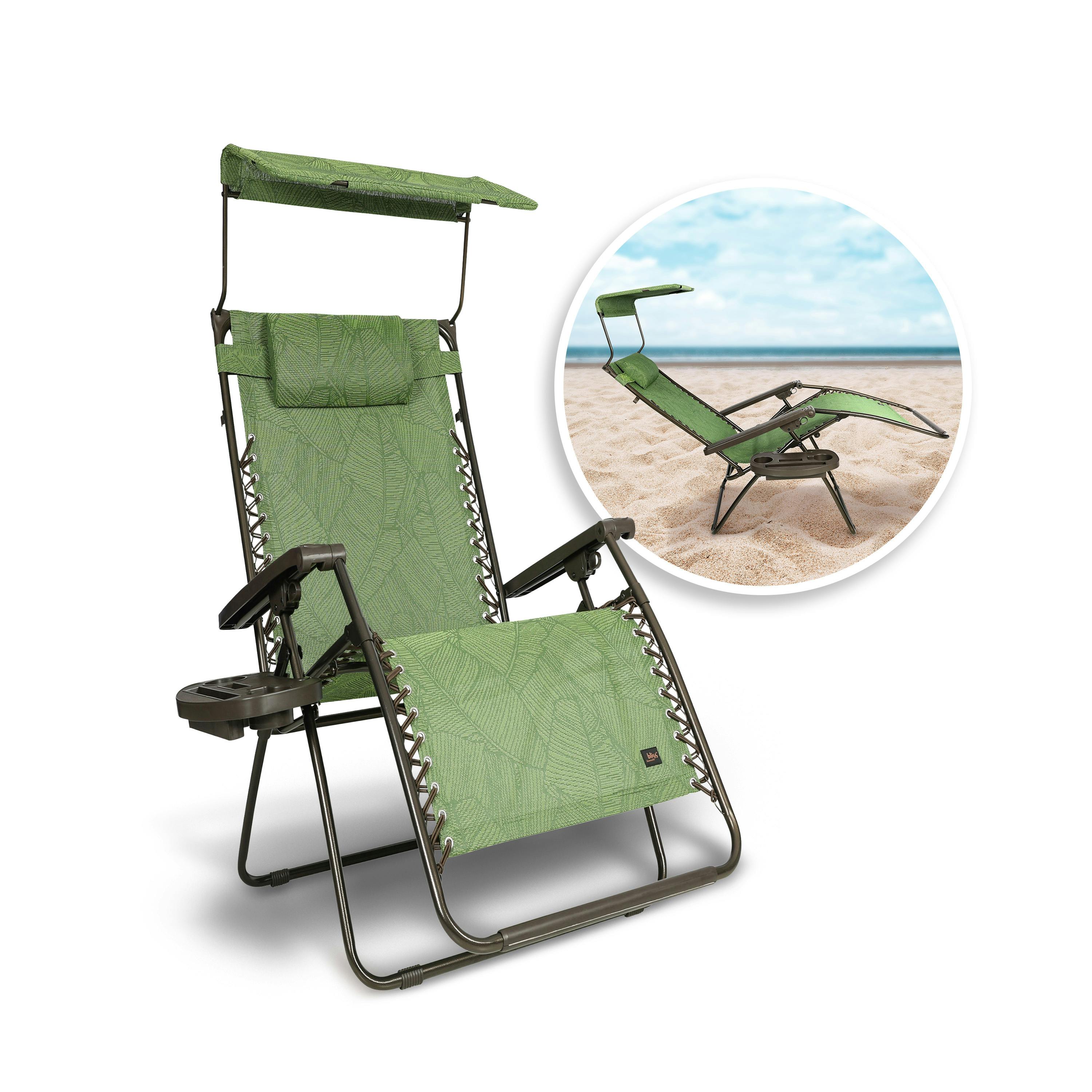 Bliss Hammocks 26 Gravity Free Beach Chair w/ Pillow & Canopy, Weather &  Rust Resistant