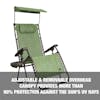 Adjustable and removeable overhead canopy provides more than 90 percent protection against the sun's UV rays.