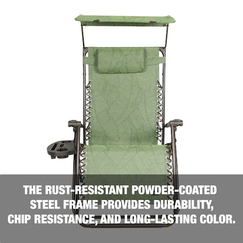 The rust-resistant powder coated steel frame provides durability, chip resistance, and long-lasting color.