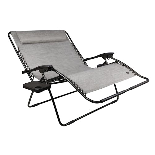 Angled view of a reclined 45-inch 2-Person Sand Gravity Free Recliner.