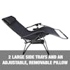 Reclined size: 71 inches long, 45 inches wide, 33 inches high, with a weight capacity of 600 pounds.