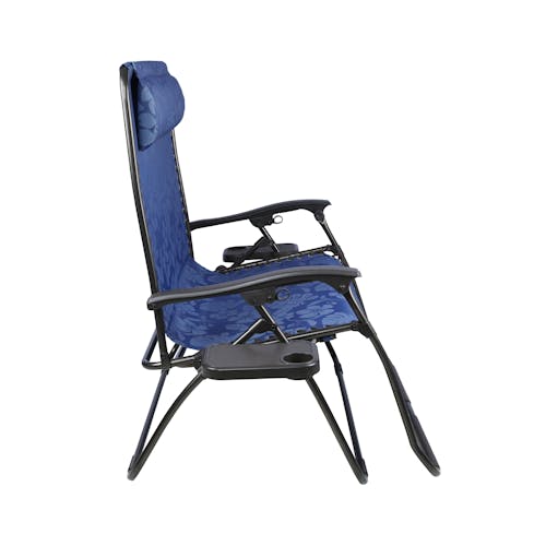Side view of the 45-inch 2-Person Blue Flower Gravity Free Recliner.