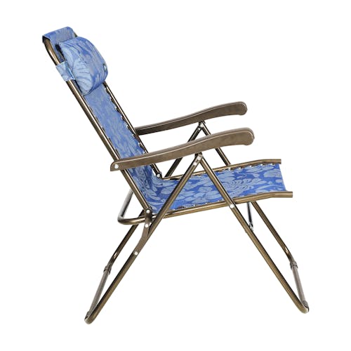 Side view of the 26-inch Blue Flower Reclining Sling Chair.