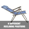 6 different reclining positions.