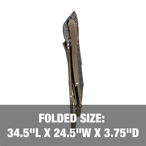 Folded size: 34.5 inch length, 24.5 inch width, and 3.75 inch depth.